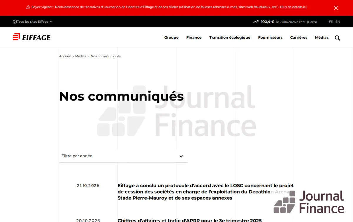 Capture : Nos communiqués | Groupe Eiffage