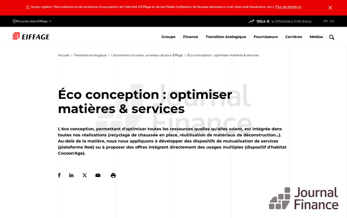 Capture : Eco conception: optimiser matières & services | Groupe Eiffage